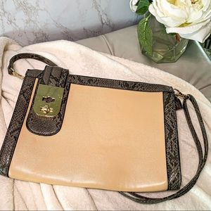 Snake Print Nude Clutch